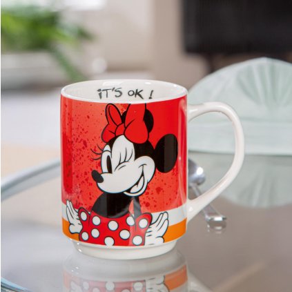 Porcelánový hrnček Minnie, červený