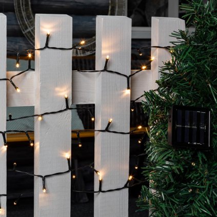 Solárna reťaz, 100 LED diód, teplá biela