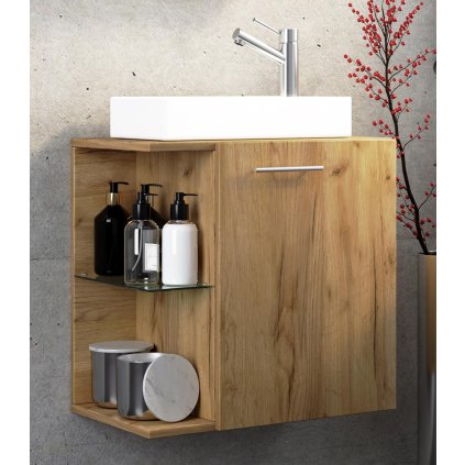 2-dielna súprava kúpeľňového nábytku pre hostí Hausa, medový dub