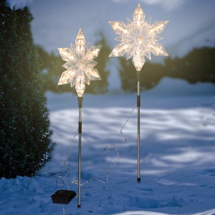 LED Záhradný zápich Snehová vločka, 2 ks