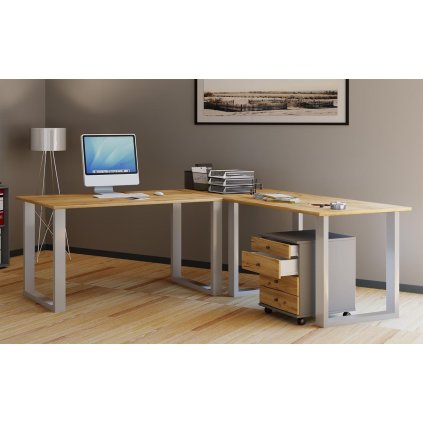 Rohový stôl Lona 160x130x50 U-nohy, medový dub