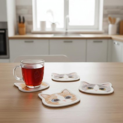 Plstené podložky Mačky, sada 4 ks