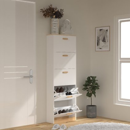 Regál na topánky VCM "Halom XL", biely