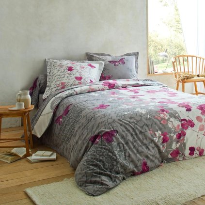 Bavlnená posteľná bielizeň Celestine by Colombine®, sivá/lila, 140 x 200 cm