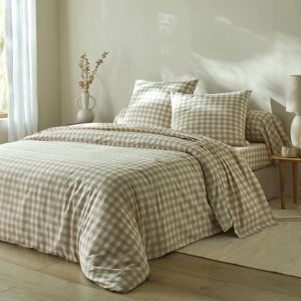 Bavlnená posteľná bielizeň Lou, béžová, 140 x 200 cm