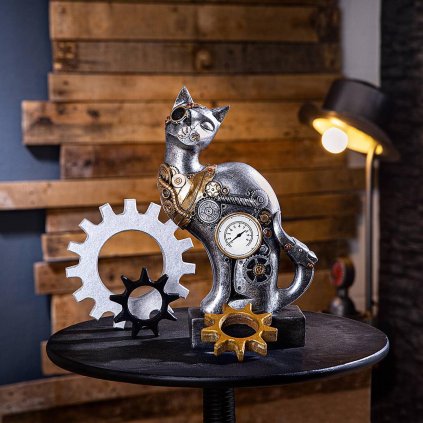 Steampunková mačka s kolesami