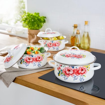 Sada smaltovaných hrncov Leto, 6 kusov