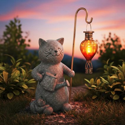 Solárna dekorácia Mačka s teplovzdušným balónom