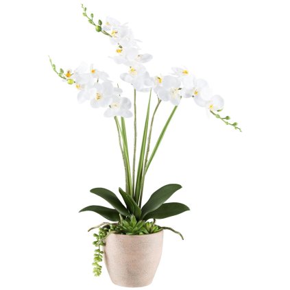 Umelá orchidea 55 cm, biela
