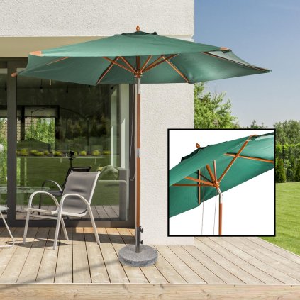 Drevený slnečník s UV 50+, 300 cm