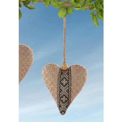 Textilná dekorácia Srdce Trenza, 14 cm