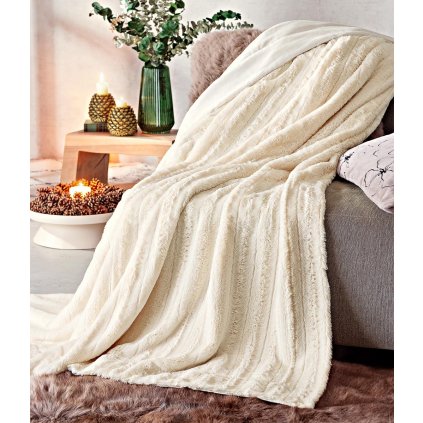 Plyšová deka, slonová kosť, 200 x 150 cm