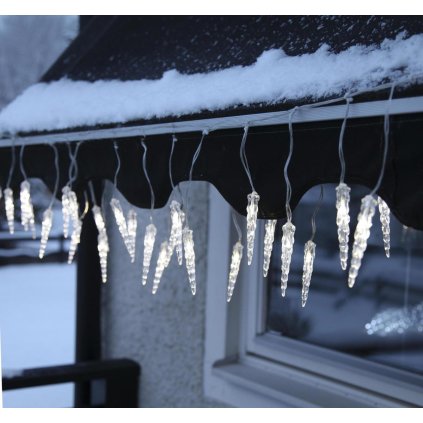 Svetelná reťaz LED Cencúle, teplá biela