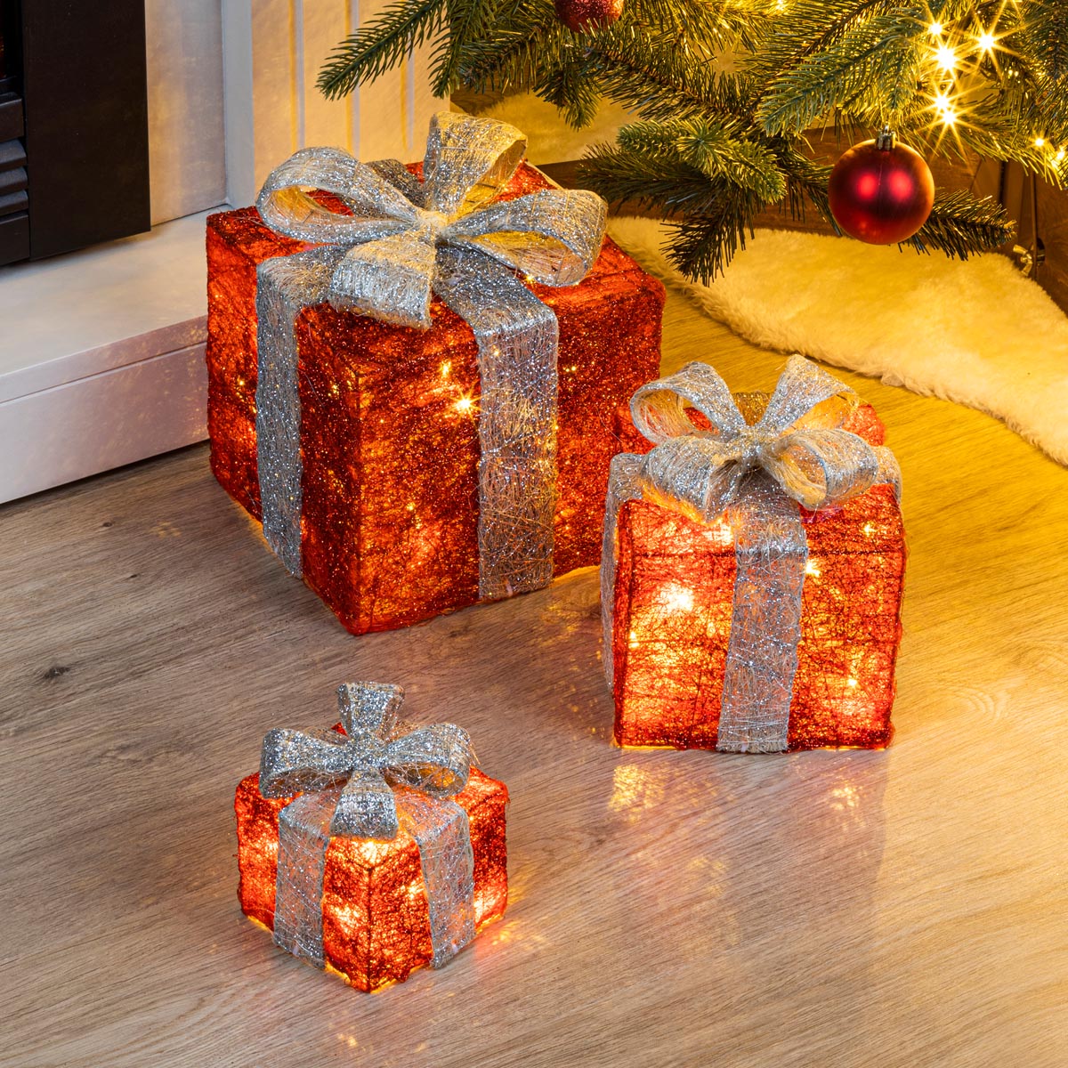 E-shop Dekorácie LED, červené, sada 3 ks