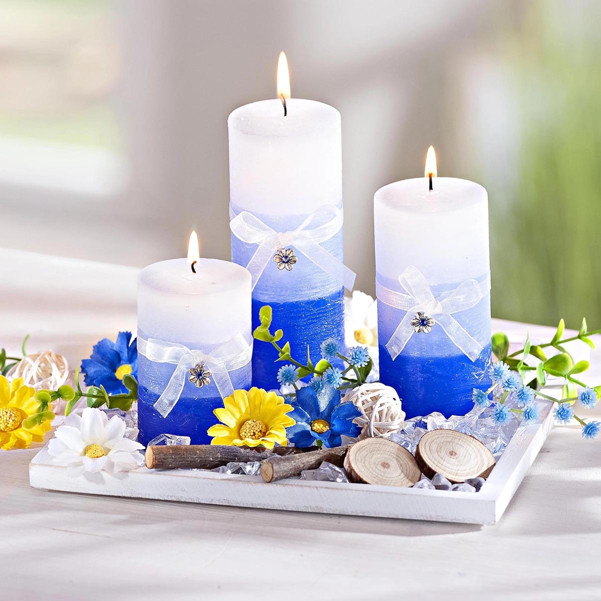 E-shop Dekoračná sada so sviečkami Blue Spring