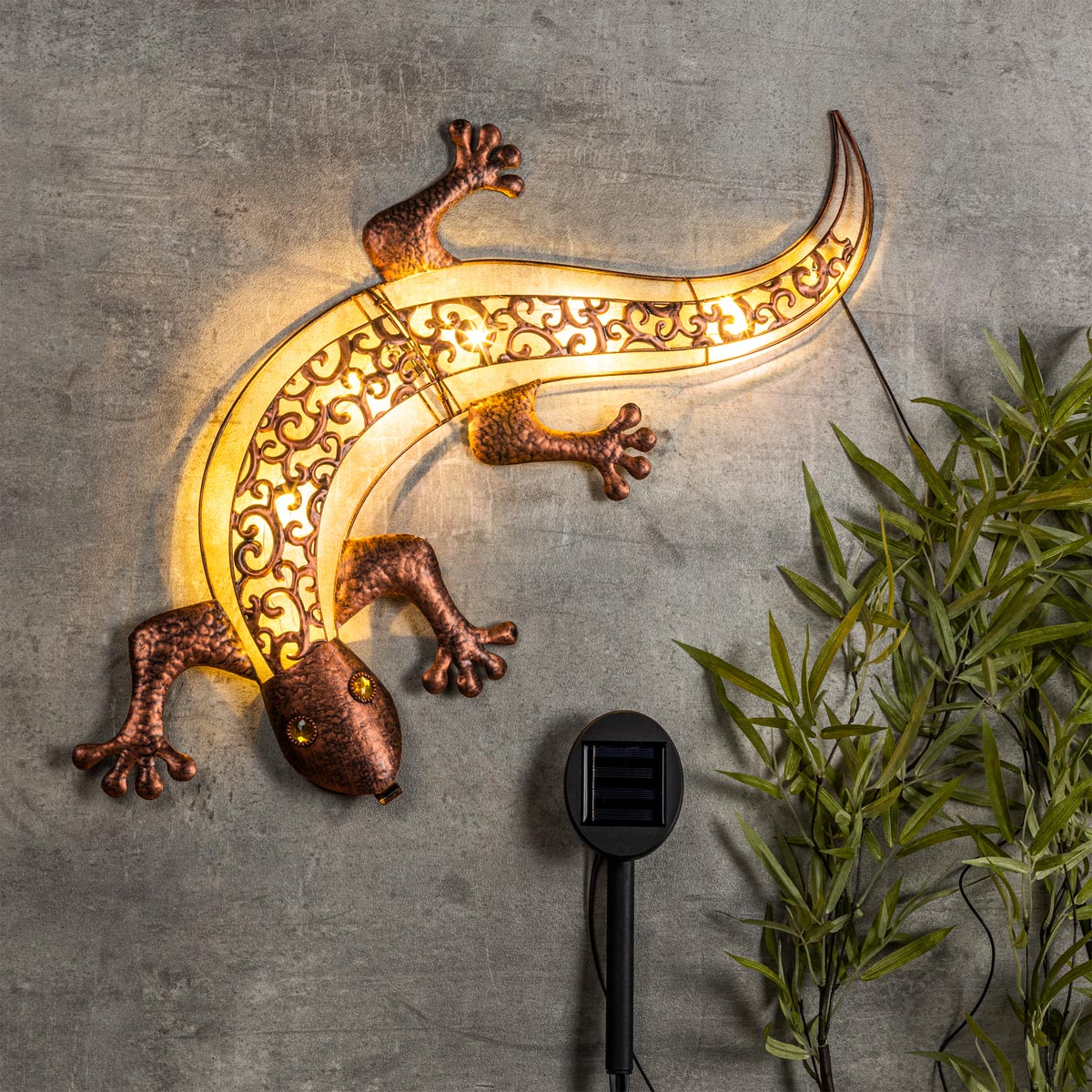 E-shop LED solárna nástenná dekorácia Gecko