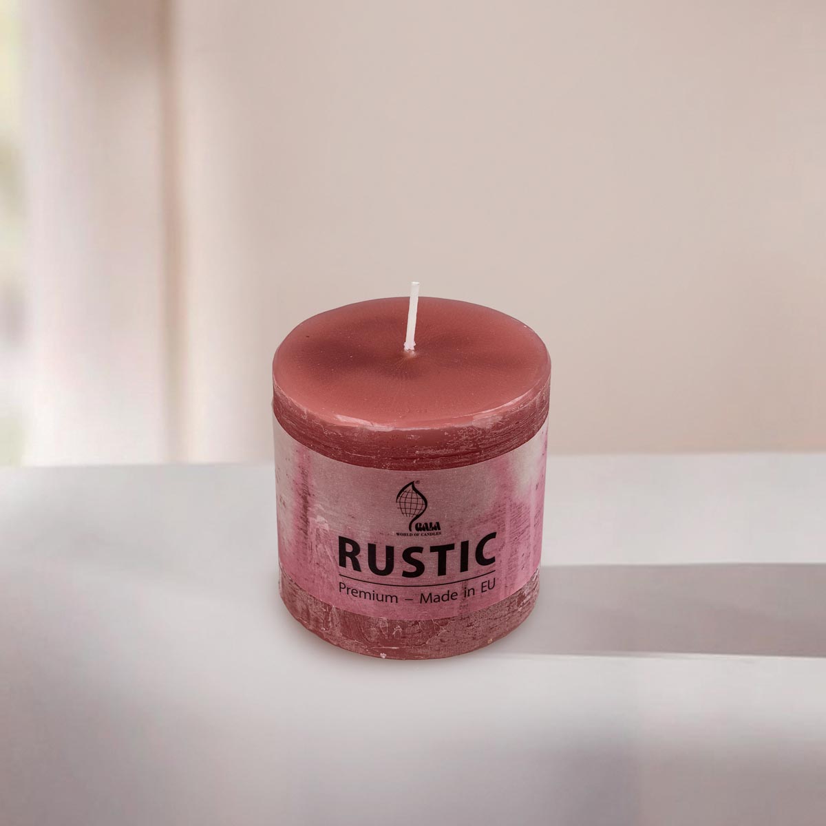E-shop Rustikálna sviečka, červená, 8 cm