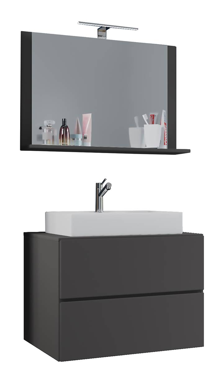 E-shop 3-dielna umývadlová skrinka Lendas M 60 cm so zrkadlom, antracit