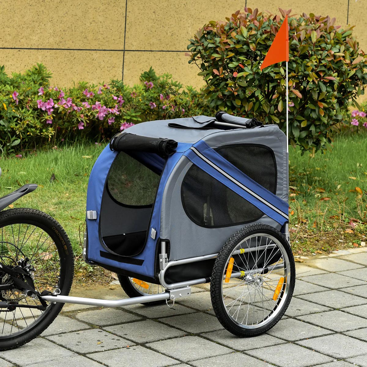 E-shop Vozík na bicykel pre psa, modro-šedý