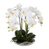 Umelá orchidea v keramickej striebornej miske, 41 cm, biela