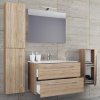 5-dielna umývadlová skrinka Badinos 2 zásuvky 80 cm so zrkadlom a strednou/vyššou skrinkou, dub Sonoma