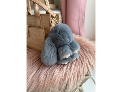 Plyšový heboučký králíček POMPOM tm. šedý