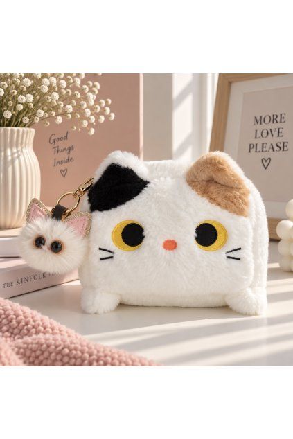 Plyšová kočička Cube Cat bílá 20 cm