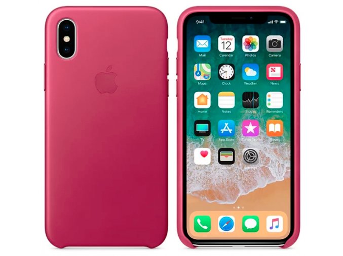 Kryt na mobil APPLE iPhone X Kožený kryt fuchsiový (MQTJ2ZM/A)