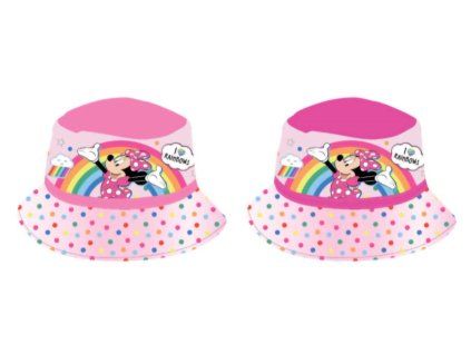 Dívčí klobouk MINNIE DUHA A PUNTÍKY růžový