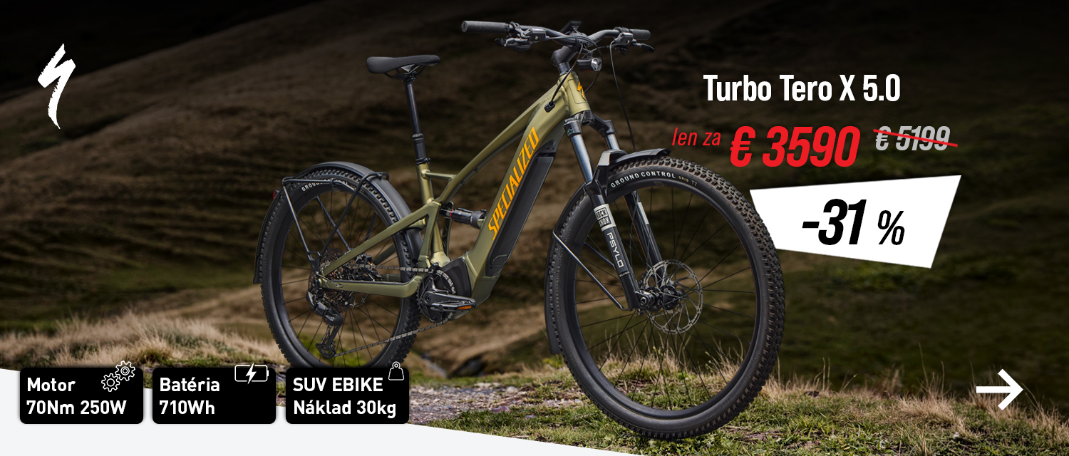 Celoodpružený SUV ebike SPECIALIZED Turbo Tero X 5.0 teraz s extra zľavou!