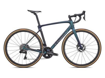 SPECIALIZED S-Works Roubaix – Dura-Ace Di2 Green Pearl/Carbon Fade/Silver Dust/Black Chrome/Black Reflective/Red Pearl  Cestný bicykel