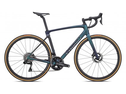 SPECIALIZED S-Works Roubaix – Dura-Ace Di2 Green Pearl/Carbon Fade/Silver Dust/Black Chrome/Black Reflective/Red Pearl  Cestný bicykel