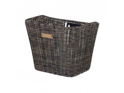 BASIL Berlin Ratan Look - bicycle basket - front - brown watherproof