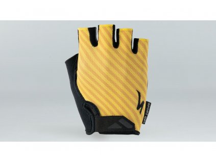 SPECIALIZED Women's Body Geometry Sport Gel Short Finger Gloves Brassy Yellow Stripe