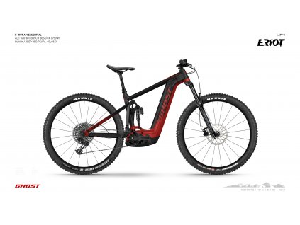 GHOST E-Riot AM Essential B625 Black/Red  Horský celoodpružený elektrobicykel