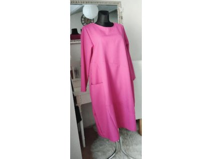 Růžové balonové šaty  s kapsou vel.48
