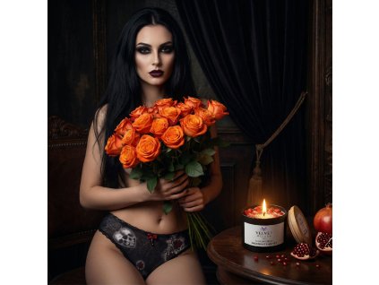 Kalhotky After Eclipse modelka sedící se svíčkou