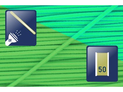 Klobouková guma 1,4mm-fl.zelená-karta 50m