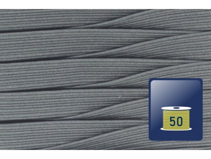 Prádlová pruženka 7,5mm-sazová šedá-cívka 50m
