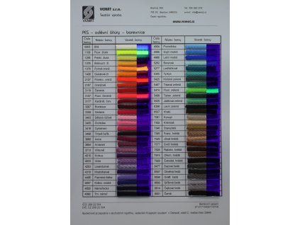 Barevnice PES oděvních šňůr