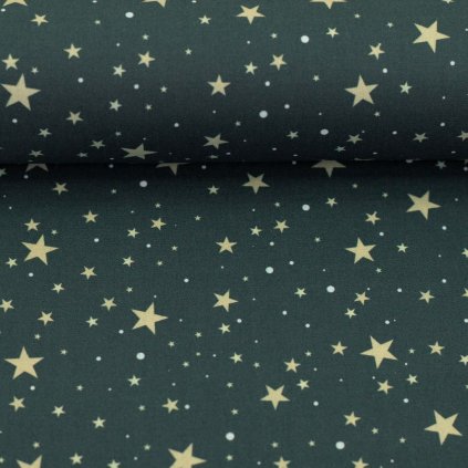 Bavlněná látka vánoční Björn hvězdy petrolejová