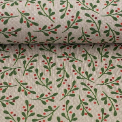 Dekorační látka Christmas cesmína