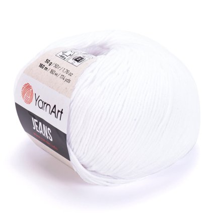 příze YarnArt Jeans 62 bílá