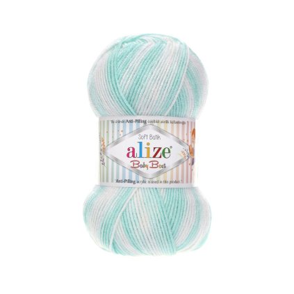 příze Baby Best Batik 6659 bílá a mentolová