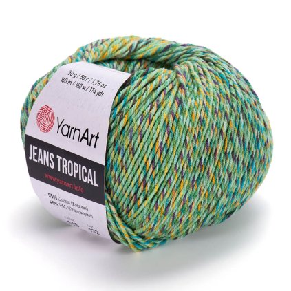 příze Jeans Tropical 616 zelená, modrá, fialová, oranžová