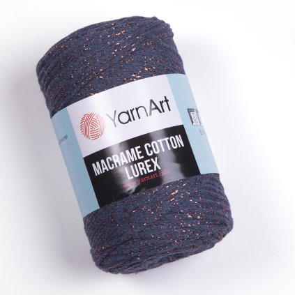 Macrame Cotton Lurex 731 šedomodrá s měděnou nitkou