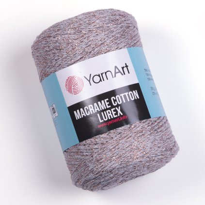 Macrame Cotton Lurex 727 světle šedá s měděnou nitkou