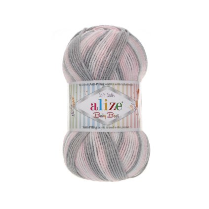 příze Baby Best Batik 6664 pastelově růžová, smetanová a světle šedá