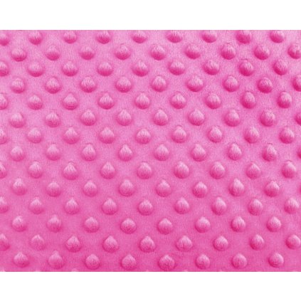 Látka Minky s 3D puntíky růžová fuchsiová