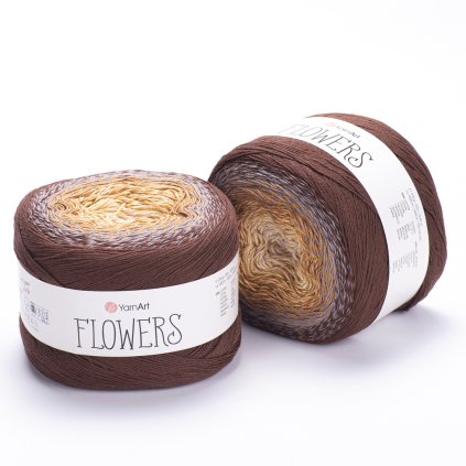 příze Flowers 284 hnědá a béžová